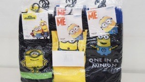 120 X BRAND NEW MINIONS SOCKS SHOE SIZE 6-11 (10 X PACKS OF 12)