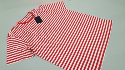 30 X BRAND NEW ONLY & SONS RED STRIPED T SHIRT SIZE EXTRA LARGE RRP £14.00 (TOTAL RRP £420.00)