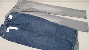 14 PIECE MIXED JEAN LOT CONTAINING 6 X JACK & JONES GREY JEANS SIZE 36-34 AND 8 X TOPSHOP JONI AND MOM JEANS