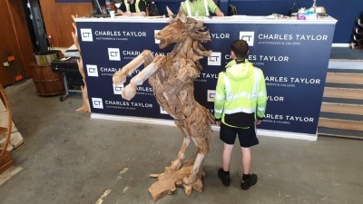 BRAND NEW SOLID TEAK ROOT WOODEN MUSTANG 150 X 50 X 210cm RRP £1495