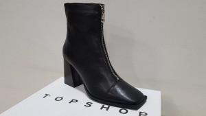 6 X BRAND NEW TOPSHOP HEIDI BLACK SHOES UK SIZES 5 AND 3 RRP £89.000 (TOTAL RRP £534.00)