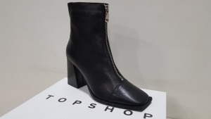 6 X BRAND NEW TOPSHOP HEIDI BLACK SHOES UK SIZE 8 AND 4 RRP £89.000 (TOTAL RRP £534.00)