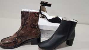 15 X BRAND NEW TOPSHOP SHOES IE AGGY BLACK BOOTS, SNAKE SKIN STYLED BOOTS AND RUPA2 BLACK SHOES ETC