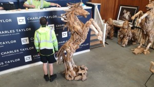 BRAND NEW SOLID TEAK ROOT WOODEN MUSTANG 150 X 50 X 210cm RRP £1495