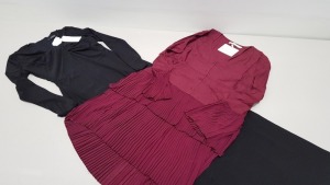 30 PIECE CLOTHING LOT CONTAINING RETRO AND ICONE RED DRESSES AND OSLEY BLACK DRESSES ETC