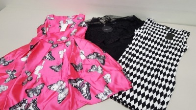 20 PIECE CLOTHING LOT CONTAINING CHARMS PARIS BUTTERFLY DRESSES, FREESIA BLACK AND WHITE DRESSES AND CAPSULE BLACK TOPS ETC