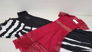 18 PIECE CLOTHING LOT CONTAINING MY COLLECTION BLACK DRESSES, DANITY RED DRESSES AND CLASSIC TRICOT WHITE AND BLACK DRESSES ETC