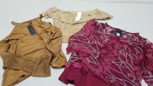 30 PIECE CLOTHING LOT CONTAINING CAPSULE RED TOPS, DROLE DE COPINE CROP TOPS AND DROLE DE COPINE TOPS ETC