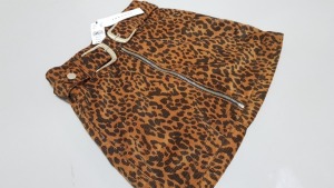 15 X BRAND NEW TOPSHOP LEAPORD PRINT SKIRTS UK SIZE 4 RRP £35.00 (TOTAL RRP £525.00)