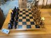 BRAND NEW SOLID TEAK ROOT WOODEN BROWN/BLACK CHESS SET 50 X 25 X 10cm RRP £450 - 2