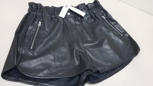 15 X BRAND NEW TOPSHOP BLACK LEATHER STYLED SHORTS UK SIZE 14 RRP £32.00 (TOTAL RRP £480.00)