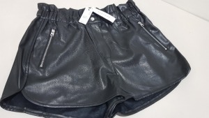 15 X BRAND NEW TOPSHOP BLACK LEATHER STYLED SHORTS UK SIZE 8 RRP £32.00 (TOTAL RRP £480.00)