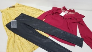 30 PIECE CLOTHING LOT CONTAINING MAY RED DRESSES, LOLIVE VERTE GOLDEN SKIRTS AND BLACK REDIAL PANTS ETC