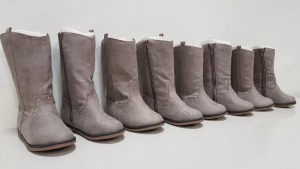 24 X BRAND NEW THE CHILDRENS PLACE BOOTS IN COLOUR TAUPE (3 OF EACH SIZE 4/5/6/7/8/9/10/11 IN 3 BOXES TOTAL RRP TOTAL RRP $958.00