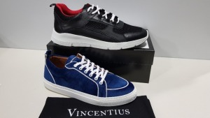 2 X BRAND NEW VINCENTIUS SHOES - 1 X VELVET NAVY SNEAKER UK SIZE 11 AND 1 X V19S BLACK SNEAKERS UK SIZE 11 RRP £155.00 PP