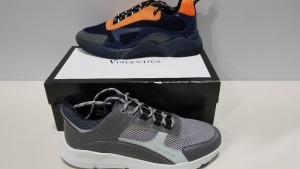 2 X BRAND NEW VINCENTIUS SHOES - 1 X V7 NAVY/ ORANGE/ GREY SNAKERS UK SIZE 10 AND 1 X V19S GREY SNEAKERS UK SIZE 10 RRP £155.00 PP