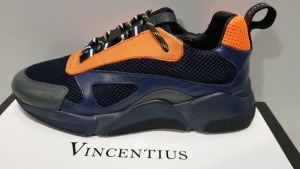 3 X BRAND NEW VINCENTIUS V7 NAVY/ORANGE AND GREY SNEAKERS UK SIZE 7 RRP £155.00 PP