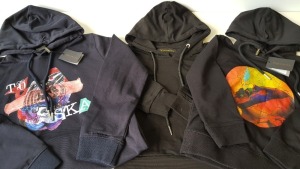 15 X BRAND NEW VINCENTIUS BLACK DESIGN CHILDRENS HOODIES IN ASST SIZES RRP £49 PP TOTAL £735