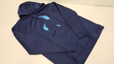10 X BRAND NEW VINCENTIUS FEATHER NAVY BLUE ADULT HOODIES IN ASST SIZES RRP £70 PP TOTAL £700