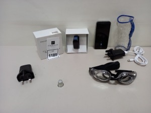 IPHONE WITH CHARGER, HEART RATE WATCH WITH CHARGER AND 5 ANTI FOG PRESCRIPTION SWIMMING GOGGLES