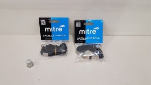 200 X BRAND NEW MITRE METALLIC WHISTE & LANDYARDS