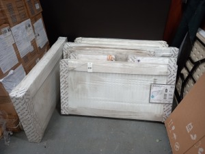 9 X MIXED SIZED (STELRAD) RADIATORS 2 X SIZE - H600MM X W1200MM X D100MM 2 X SIZE - H600MM X W500MM X D100MM 2 X SIZE - H600MM X W1200MM X D70MM 2 X SIZE - H600MM X W1100MM X D70MM 1 X SIZE - H600MM X W1400MM X D100MM