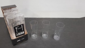 240 X BRAND NEW PACKS OF 6 HIGH BALL SLIM JIM CLEAR PLASTIC TUMBLERS IN 60 DISPLAY BOXES