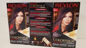 60 X BRAND NEW REVLON COLORSILK ALL IN ONE BUTTERCREAM VIVID VIOLET BLACK HAIR COLOUR (REVLON SHADE CODE 28DV) IN 5 BOXES