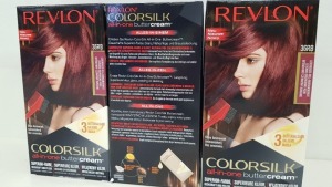 60 X BRAND NEW REVLON COLORSILK ALL IN ONE BUTTERCREAM VIVID RED BURGUNDY HAIR COLOUR (REVLON SHADE CODE 36RB) IN 5 BOXES