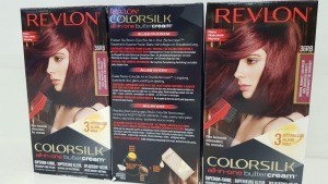 60 X BRAND NEW REVLON COLORSILK ALL IN ONE BUTTERCREAM VIVID RED BURGUNDY HAIR COLOUR (REVLON SHADE CODE 36RB) IN 5 BOXES