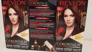 60 X BRAND NEW REVLON COLORSILK ALL IN ONE BUTTERCREAM SOFT MAHOGANY BROWN HAIR COLOUR (REVLON SHADE CODE 415) IN 5 BOXES