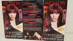 60 X BRAND NEW REVLON COLORSILK ALL IN ONE BUTTERCREAM BURGUNDY HAIR COLOUR (REVLON SHADE CODE 48BV) IN 5 BOXES