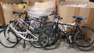 5 X VARIOUS BIKES IE ROCK RIDER MOUNTAIN BIKE, PRO BIKE MOUNTAIN BIKE, FLIGHT MOUNTAIN BIKE, WHISTLE MOUNTAIN BIKE AND A DAWES BIKE