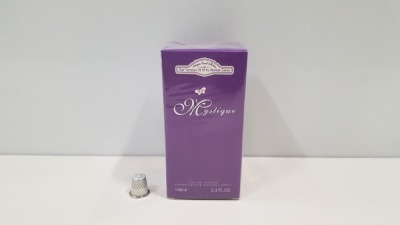 50 X BRAND NEW DESIGNER FRENCH COLLECTION MYSTIQUE EAU DE PERFUM 100ML 3.3FL.OZ. (IN ONE BOX AND 2 LOOSE)