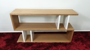 BRAND NEW CONTENT BY TERRANCE CONRAN COUNTER BALANCE LOW SHELVING COLOUR OAK / WHITE SIZE 120 X 70 X