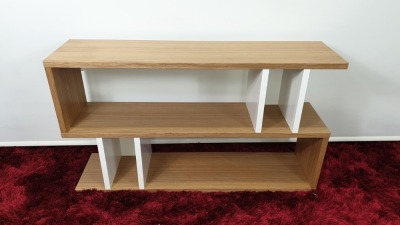 BRAND NEW CONTENT BY TERRANCE CONRAN COUNTER BALANCE LOW SHELVING COLOUR OAK / WHITE SIZE 120 X 70 X