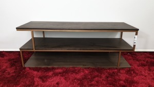 BRAND NEW CONTENT BY TERRANCE CONRAN COUNTER BALANCE LOW SHELVING COLOUR DARK OAK / GOLD METAL