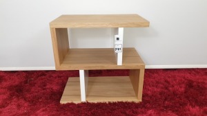 BRAND NEW CONTENT BY TERRANCE CONRAN COUNTER BALANCE SIDE TABLE COLOUR OAK / WHITE SIZE 50 X 50 X
