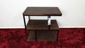 BRAND NEW CONTENT BY TERRANCE CONRAN COUNTER BALANCE SIDE TABLE COLOUR MAHOGANY / BLACK METAL SIZE