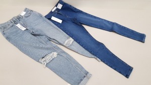 17 PIECE TOPSHOP MIXED JEAN LOT CONTAINING MOM DENIM RIPPED JEANS UK SIZE 10 AND JONI BLUE DENIM JEANS UK SIZE 6