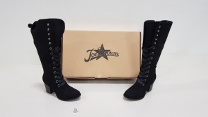 13 X BRAND NEW JOE BROWNS BLACK LACED BOOTS SIZES 4, 5 AND 6