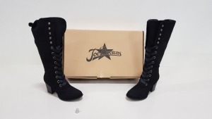 13 X BRAND NEW JOE BROWNS BLACK LACED BOOTS SIZE 8