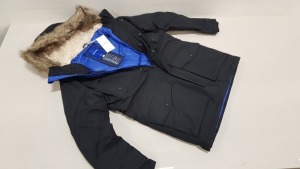 5 X BRAND NEW JACK & JONES EXPLORER PARKA JACKET IN SOLID BLACK SIZE SMALL AND MEDIUM RRP £70.00 (TOTAL RRP £350.00)