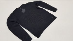 20 X BRAND NEW ONLY & SONS CREWNECK BLACK KNITTED JUMPER SIZE XL AND 2 XL IN 2 TRAYS (NOT INCLUDED)