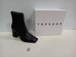 15 X BRAND NEW TOPSHOP HEIDI BLACK ZIPPED ANKLE BOOTS SIZE 5, 7 AND 8 RRP £89.99