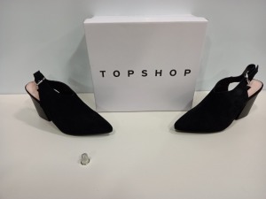 15 X BRAND NEW TOPSHOP GOJI BLACK SUEDE STYLED BLACK SHOES SIZE 4 RRP £46.00 (TOTAL RRP £690.00)