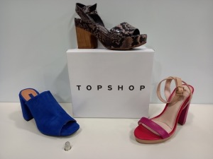 15 X BRAND NEW TOPSHOP SHOES IE WHIRL DENIM SHOES, RULER BLUE SUEDE STYLED SHOES AND FUSION BLACK SHOES ETC
