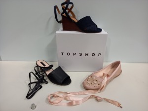15 X BRAND NEW TOPSHOP SHOES IE NUDE PUMPS, NEEVE BLACK SHOES AND WHIRL DENIM SHOES ETC