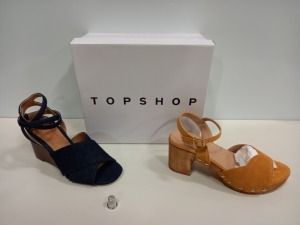 15 X BRAND NEW TOPSHOP SHOES IE VALENTINE MUSTARD SHOES AND WHIRL DENIM SHOES