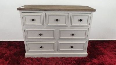 GREY & WASHED EFFECT 7 DRAWER CHEST OF DRAWERS (SAMPLE)